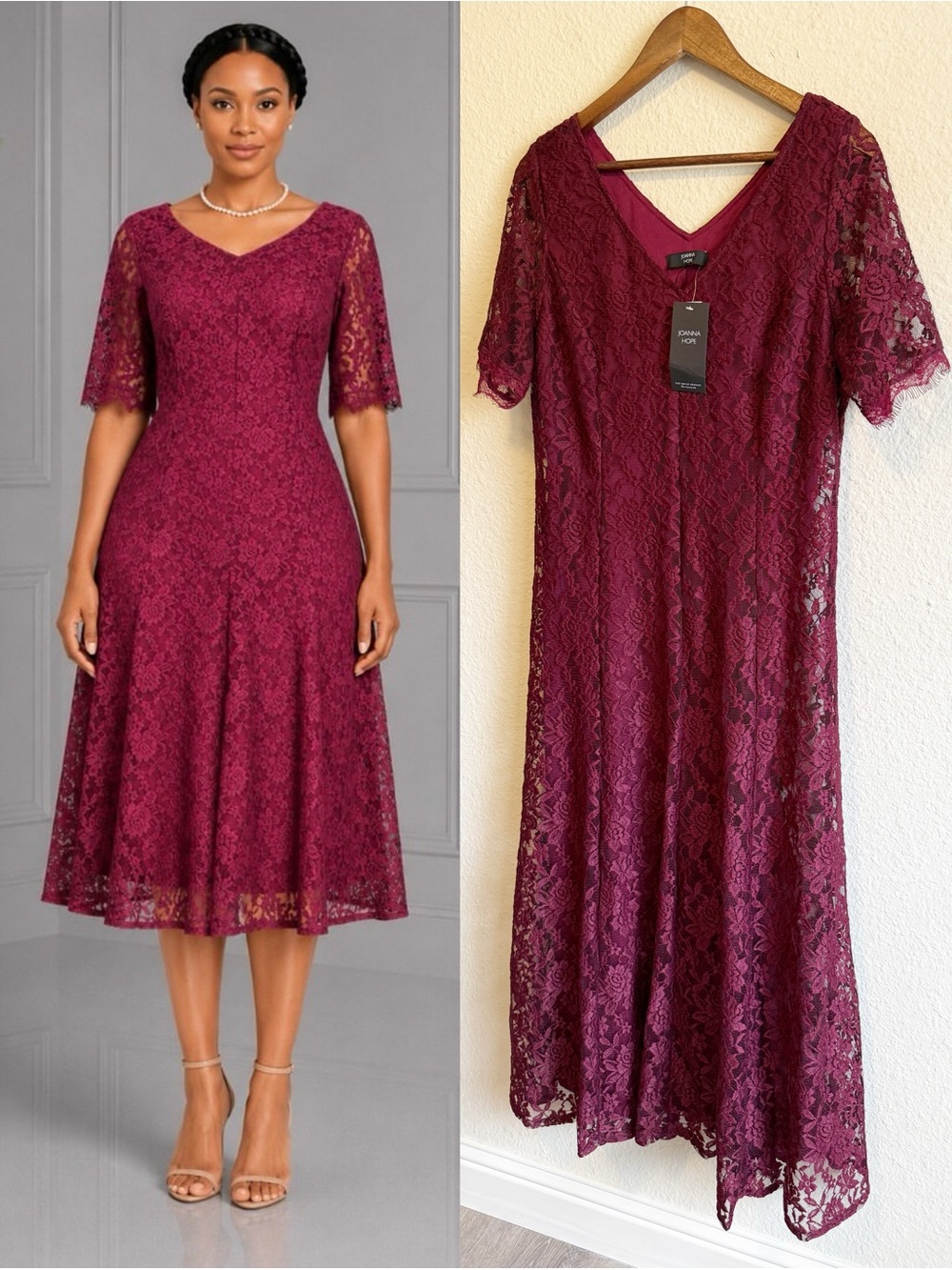 Joanna Hope Elegant Lace Midi Dress - size US14